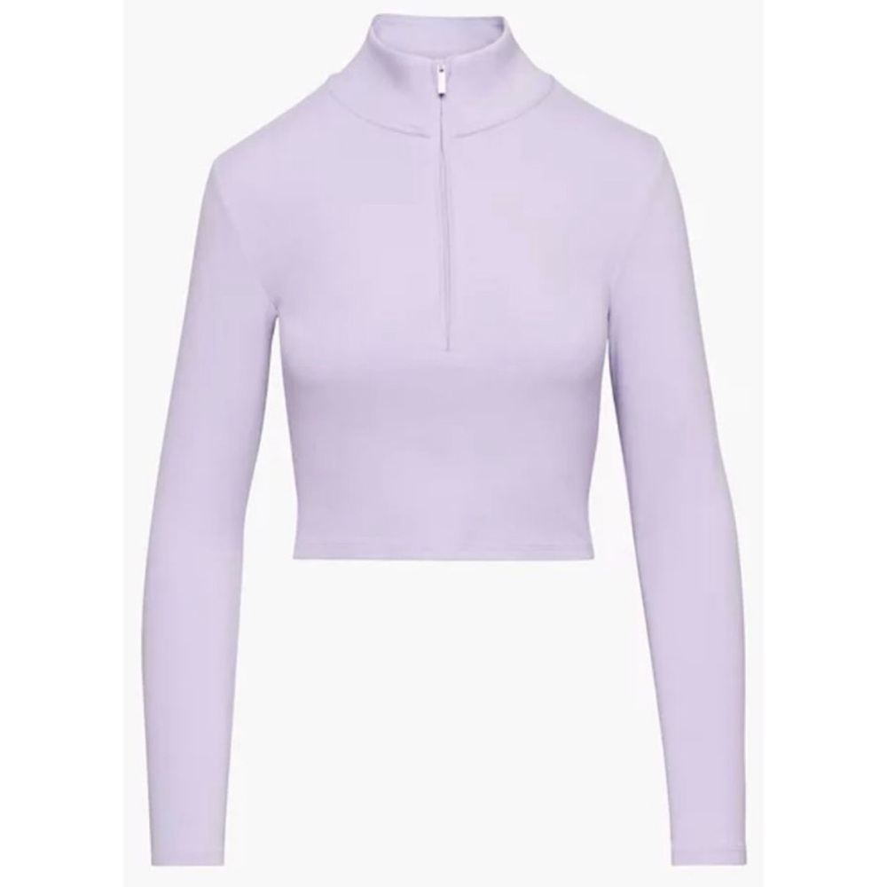 SUNDAY BEST • Aritzia Lavender Mock-Neck Half-Zip Crop Long Sleeve Jacket Top, S - Picture 5 of 16